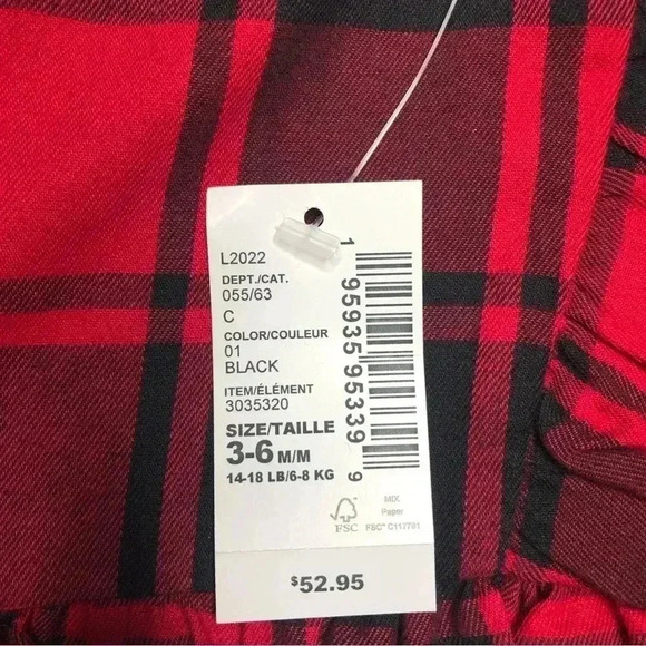 The  Children’s Place Dress Red & Black Plaid New With Tags 3-6 Months - Picture 8 of 16